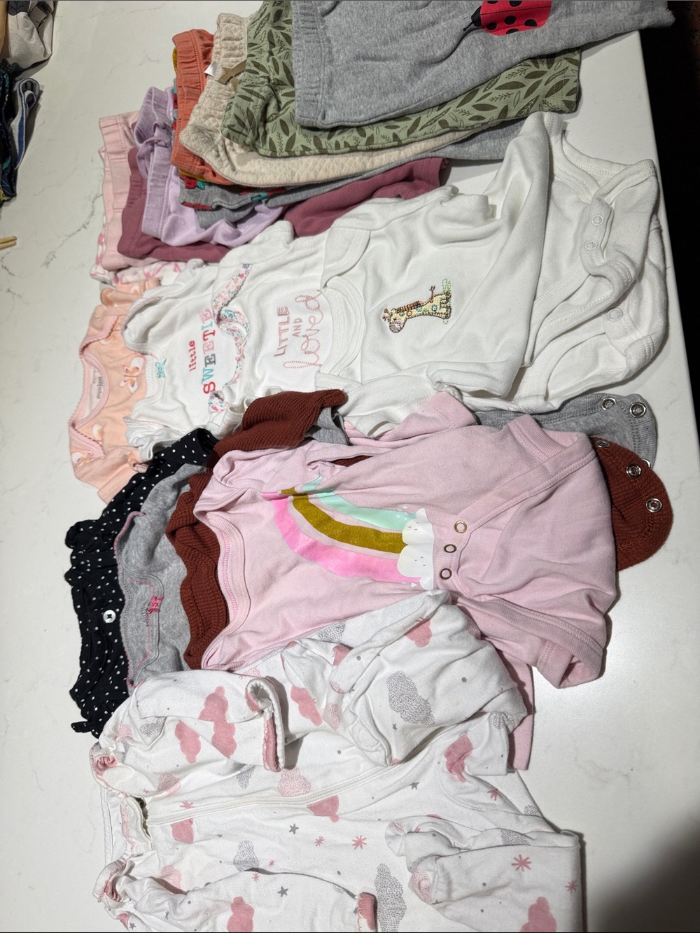 Bundle Baby Girl clothes pants, Long & short sleeve onesies Pajama 3 months